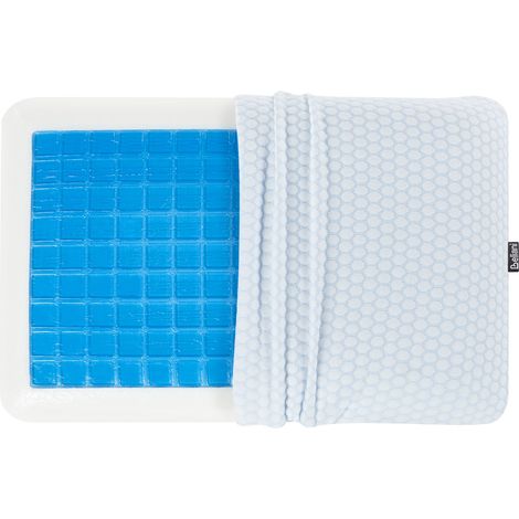 Almohada de gel efecto memoria de tela aloe vera blanca y azul soporte para el cuello cojín de firmeza media Emin (1/5)