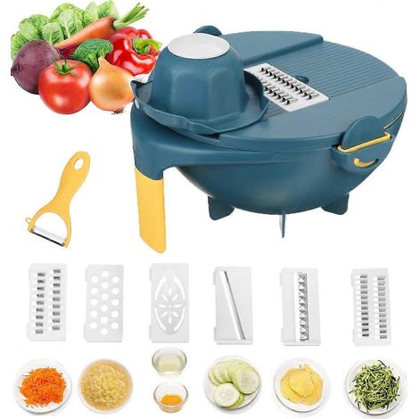 Hachoir à légumes multifonction 7 en 1 (carottes, pommes de terre, râpe, coupe, râpe) - Appareils de cuisine pratiques - Presse-ail (1/2)