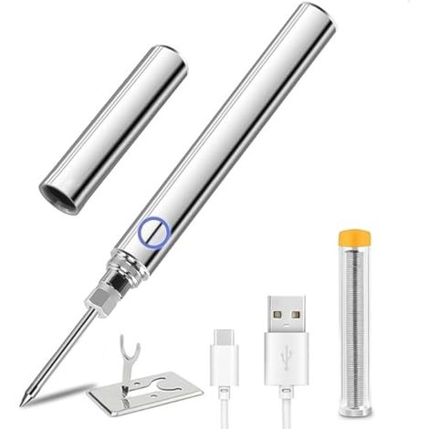 Fer a Souder Etain Sans Fil, Kit de Soudure 15W Temperature Réglable 200°C-450°C, Rechargeable USB, pour Réparation Soudage Brasage (1/5)