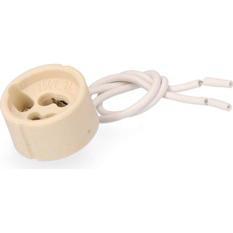 Portalámparas Halógeno Esteatita GU10 2A 250V Cable15cm Blanco Interior (1/2)