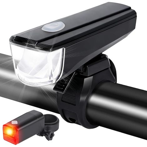 Lumières de Vélo Avant et Arrière, Eclairage Vélo Batterie, Lumières LED pour Vélo Étanche IPX5, LED Puissante pour Cyclisme Nocturne, Lumière Velo pour VTT, VTC (1/5)