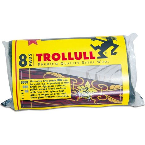 Extra Large Grade 00 Steel Wool Pads (8-Pack) by Trollull (1/2)