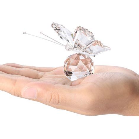 Butterfly Ornament K9 Crystal Glass Faceted Ball Catcher Ornament for Home Bedroom Office (White) (1/5)
