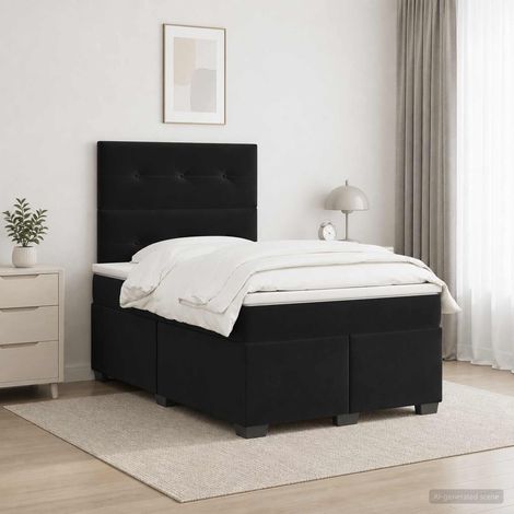 vidaXL Lit boxspring avec matelas Noir 120 x 190 cm Velours (1/5)