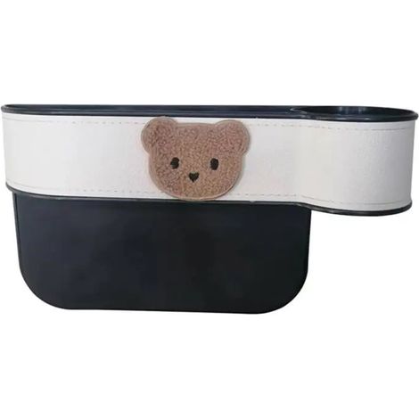 (White Copilot) Boîte de rangement de voiture 1 pièce, organisateur latéral de siège, porte-gobelet, en cuir multifonctionnel, comble l'espace entre les sièges, accessoires de voiture (1/5)