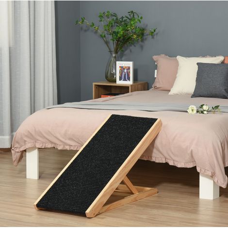 CHICFURN Rampa ajustable para perros 90 x 40 x 61 cm de madera negra, plegable (1/5)
