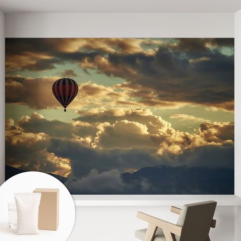 Papier peint intissé mural avec imprimé pour décoration pour salon pour chambre à coucher pour entrée Ballon dans les nuages 152x104 cm (1/5)