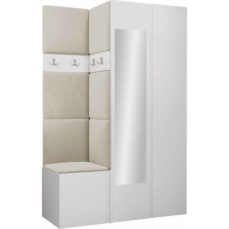 Conjunto para recibidor Pinis XXVI, Manila 02, 186x116x46cm, Espejo, Tapiz, Aglomerado laminado, Colocada, Montada en la pared