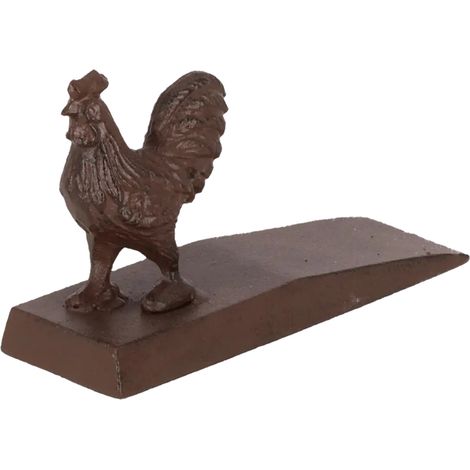 Tope de puerta decorativo de hierro fundido con forma de gallo.