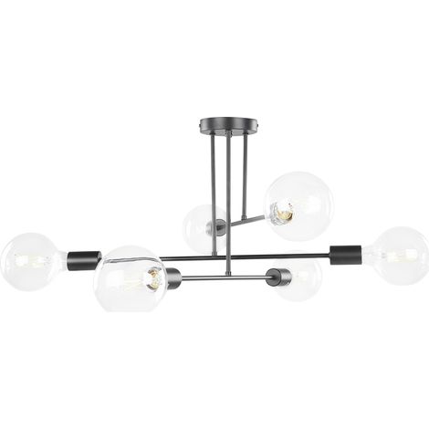 Lámpara de techo de metal hierro negro sin pantallas 33 cm 6 luces moderno industrial sala de estar dormitorio Kidane