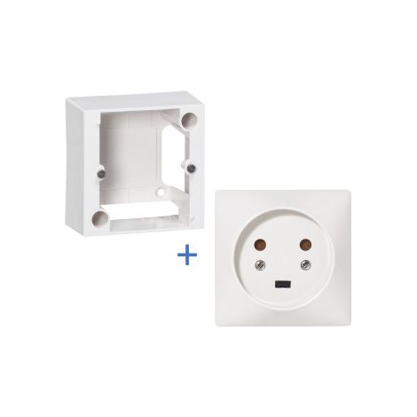 Legrand - Cadre saillie 80x80 pour socle u00e0 encastrer + Socle 2P+T 20A - Ru00e9f : 055422+055439 (1/3)