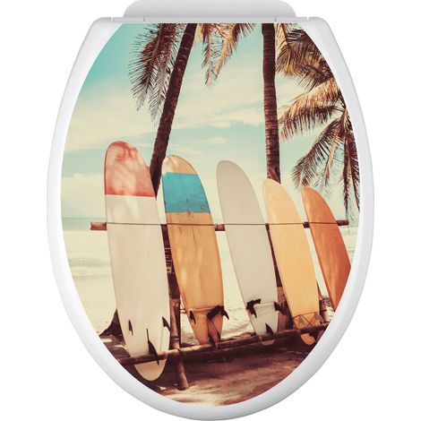 Stickers Abattant WC - Planches de Surf - 35x43 cm - Adhésif BRILLANT (1/2)