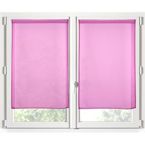 Paire de Rideaux Voile 60 x 120 cm Brise bise fuchsia
