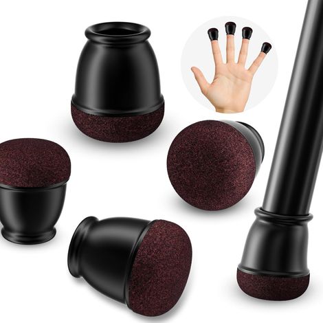 32 pieces Soft Silicone Chair Glides, 10-15mm Round Black Chair Leg Caps, Brown Felt Pads (1/5)