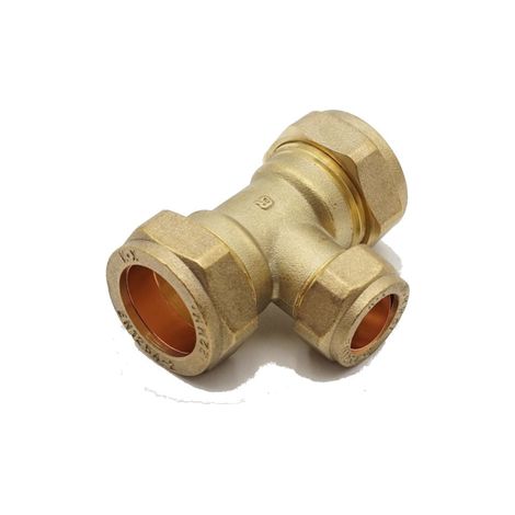 PrimaPlus DZR Brass Compression Reduced Tee 22mm x 15mm (1/2)