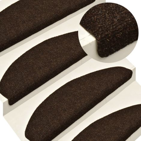 Felpudos autoadhesivos para escaleras, 15 unidades, 56 x 17 x 3 cm, marrón, semicirculares vidaXL