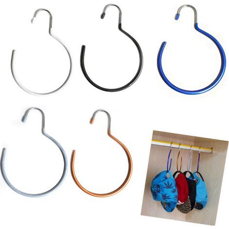 5 cintres métalliques robustes pour ceintures, étendoir à linge multifonctionnel en tissu mesh plié pour foulards, cravates, ceintures, châles (1/4)