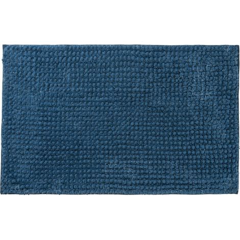 Tapis de bain chenille 50x80 en polyester uni bleu 50x80cm (1/3)