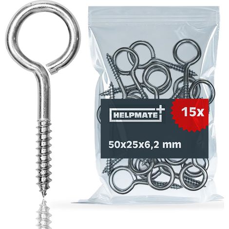 Anneau de levage - 15 pièces - Acier électrozingué - Filetage à bois - Suspension intérieur extérieur - 50x25x6,2 mm (1/5)