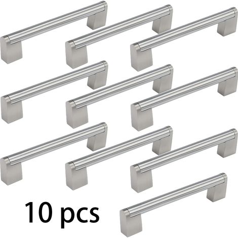 Poignee Meuble Cuisine Inox Poignée Porte Entraxe 128mm lot de 10 (1/4)