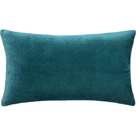 Coussin Déco en Velours "Dolce" 38x58cm Bleu Canard (1/3)