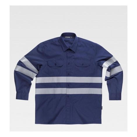 Camisa manga larga con cintas reflectantes WORKTEAM Combi B8007 L Azul marino
