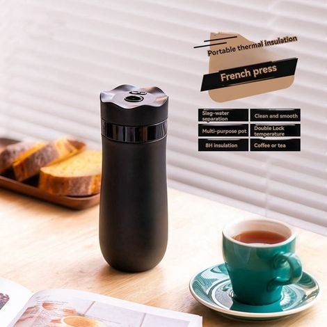 French Press Portable - 320 Ml - Acier Inoxydable Double Paroi - Pour Café Et Thé - 1 Pièce