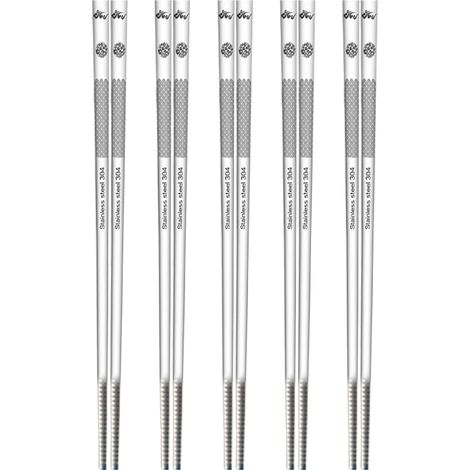 Baguettes En Acier Inoxydable - 304 Alimentaire - Antidérapantes Carrées - Lavables Au Lave-Vaisselle - Lot De 5 Paires (1/5)