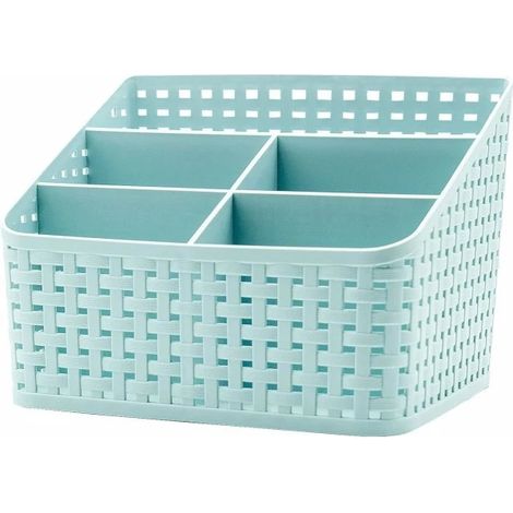 Boîte de rangement de bureau à 5 compartiments avec plateau intégré, multifonctionnelle, pour bureau, chambre, plan de travail, cuisine - Bleu (1/5)