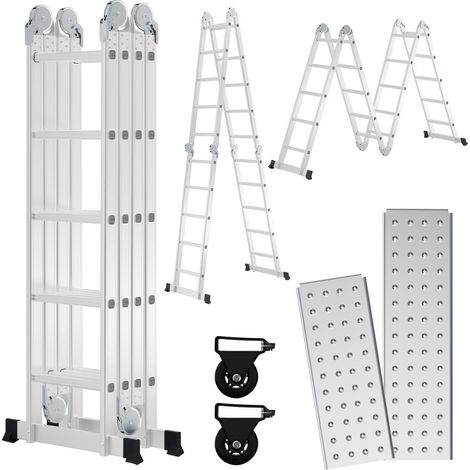 SWANEW Aluminium Multifunktionsleiter klappbar – bis 150 kg - Gelenkleiter Klappleiter Stehleiter Aluleiter – 5,8 m Länge (1/5)