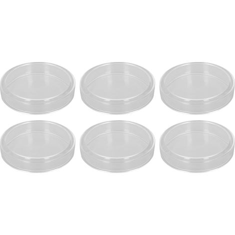 Lot de 10 boîtes de Petri en verre avec couvercles pour cultures en laboratoire, destinées aux expériences de recherche biologique.
