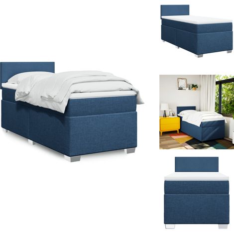 Boxspringbett mit Matratze Blau 90x200 cm Stoff - Boxspringbett - Doppelbett - Schlafsystem - Bettsofa - Blau (1/5)