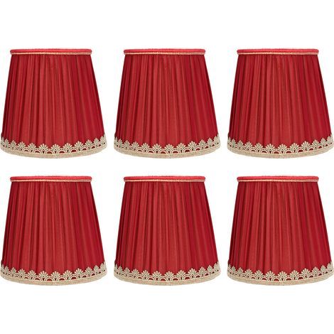Abat-jour, petit abat-jour tissu vin rouge bord doré abat-jour pour applique murale lustre de table E14 (1/5)