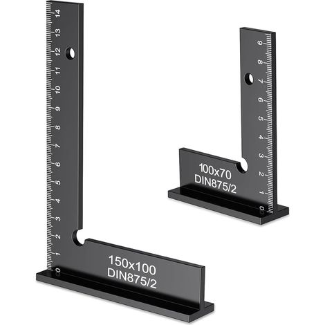 Équerre de menuisier 90° multifonction en aluminium 150x100mm + 100x70mm, outil de précision pour charpente et menuiserie
