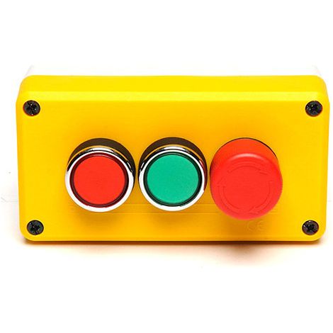 Tastiera giallo-grigia, 3 pulsanti, coperchio verde (1NO), coperchio rosso (1NC), sicurezza 30 mm (1NC) T0-P3C1A2BE30 (1/4)