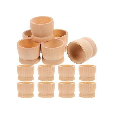 Lot de 15 supports à œufs de Pâques en bois, décorations festives, supports à œufs en bois pour loisirs créatifs (1/2)