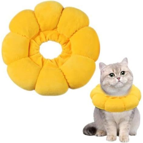 Collier Collerette Respirant, Daim, Coton, Cheveux Non Teints, Micro-Imperméable, Fleurs Mignonnantes, Collerette Anti-fuite pour Chat (M) (1/5)