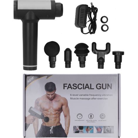 Pistolet de massage musculaire LCD à percussion profonde, prise US 100-240V, 12V argenté (1/5)