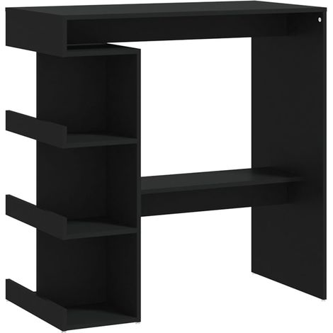 Table de bar avec étagère de rangement Noir Bois d'ingénierie (1/5)