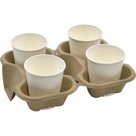 Porte-gobelet en carton pour 4 gobelets, divisible en 2 - 300 unités - Betik