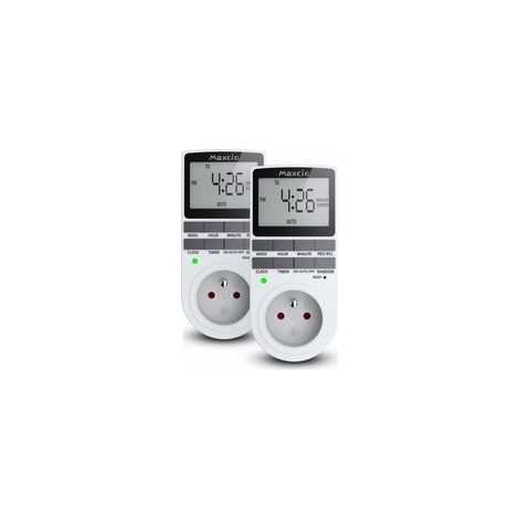 Prise Programmable Digitale, Minuterie Numérique Journalier/Hebdomadaire, Programmateur de prise de courant avec écran LCD et mode aléatoire antivol, économie d'énergie, max 16 A/3 680 W (lot de 2) (1/5)