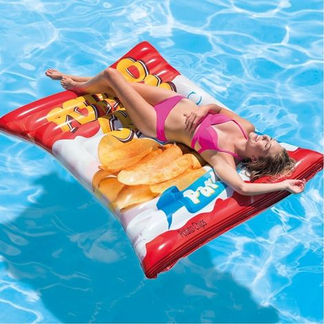 TRADE SHOP - Materassino Isola Gonfiabile Stampa Patatine Chips In Pvc Mare Piscina 178x140cm - (1/3)