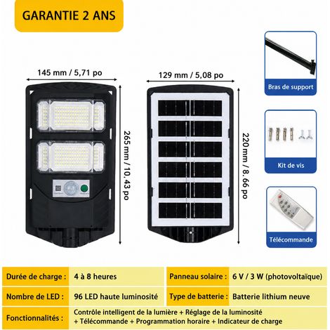 Lampadaire solaire extérieur LED 100W 96 perles 3 faces avec télécommande 100w-96 26,5 × 14,5 × 3,5 cm 3 kg – Livraison gratuite