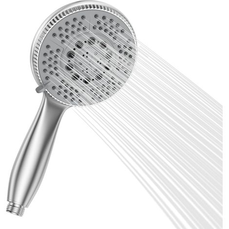 Modalità - Soffione doccia massaggiante ad alta pressione con risparmio idrico - Soffione doccia cromato da 120 mm per bagno - Installazione facile senza attrezzi, soffione doccia argento