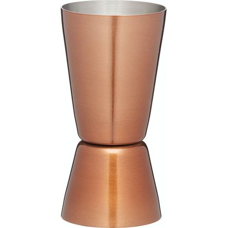 BarCraft Jigger Doble para Cócteles y Medida de Licores, de Acero Inoxidable con Acabado de Cobre, Medidas de 25ml y 50ml