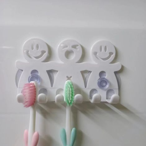 Niedlicher Zahnbürstenhalter mit Saugnapf für die Badezimmerwand, Smiley-Emoji-Dekoration (1/3)