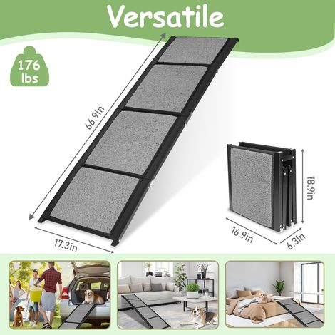 TolleTour Rampa pieghevole antiscivolo per animali domestici Scaletta per cani Gradini per animali domestici Stabile e pratica Capacità di carico 80 kg Nero (1/5)