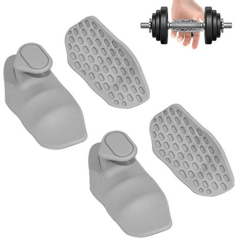 Lot de 2 paires de grips de musculation – Gris – Antidérapants – Sangles de levage – Pour tractions, soulevés de terre, haltères (1/5)