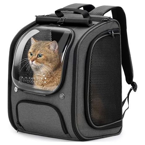 Cat Backpack, Large Transport Space for Cats, Grey (1/5)