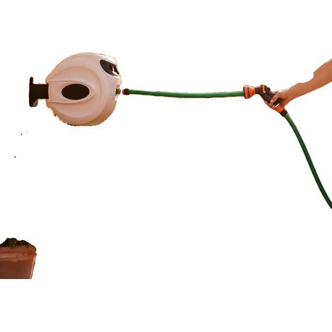 Enrollador de manguera de pared, 20 m de longitud, verde militar (1/2)